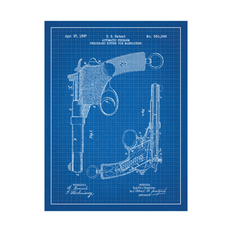 Mannlicher Automatic Firearm (Blue Grid // White Ink)