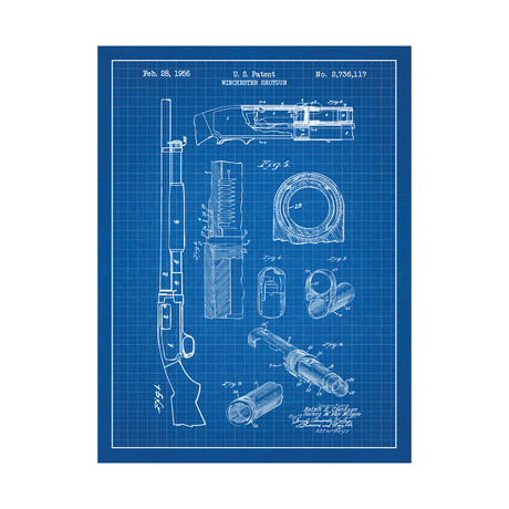 Winchester Shotgun (Blue Grid // White Ink)