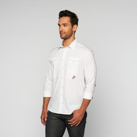 Myn Contrast Cuff Button Up // White (S)