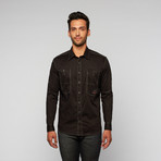 Myn Contrast Cuff Button Up // Black (2XL)