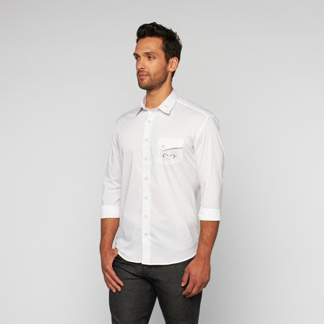 Myn Embroidered Pocket Button Up // White (S)