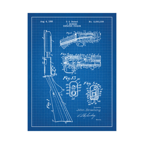 Browning Repeating Firearm (Blue Grid // White Ink)