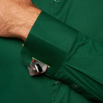 Solid Square Button Down // Green (XL)
