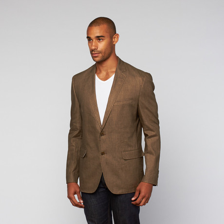 Daniel Hechter // Casual Washed Linen Jacket // Brown  (US: 36S)