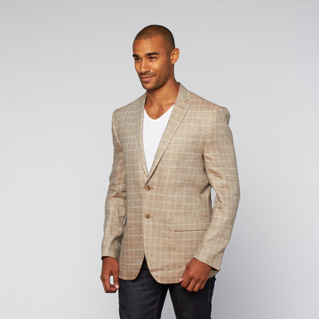 Tailored Linen Plaid Jacket // Light Brown (US: 38R)