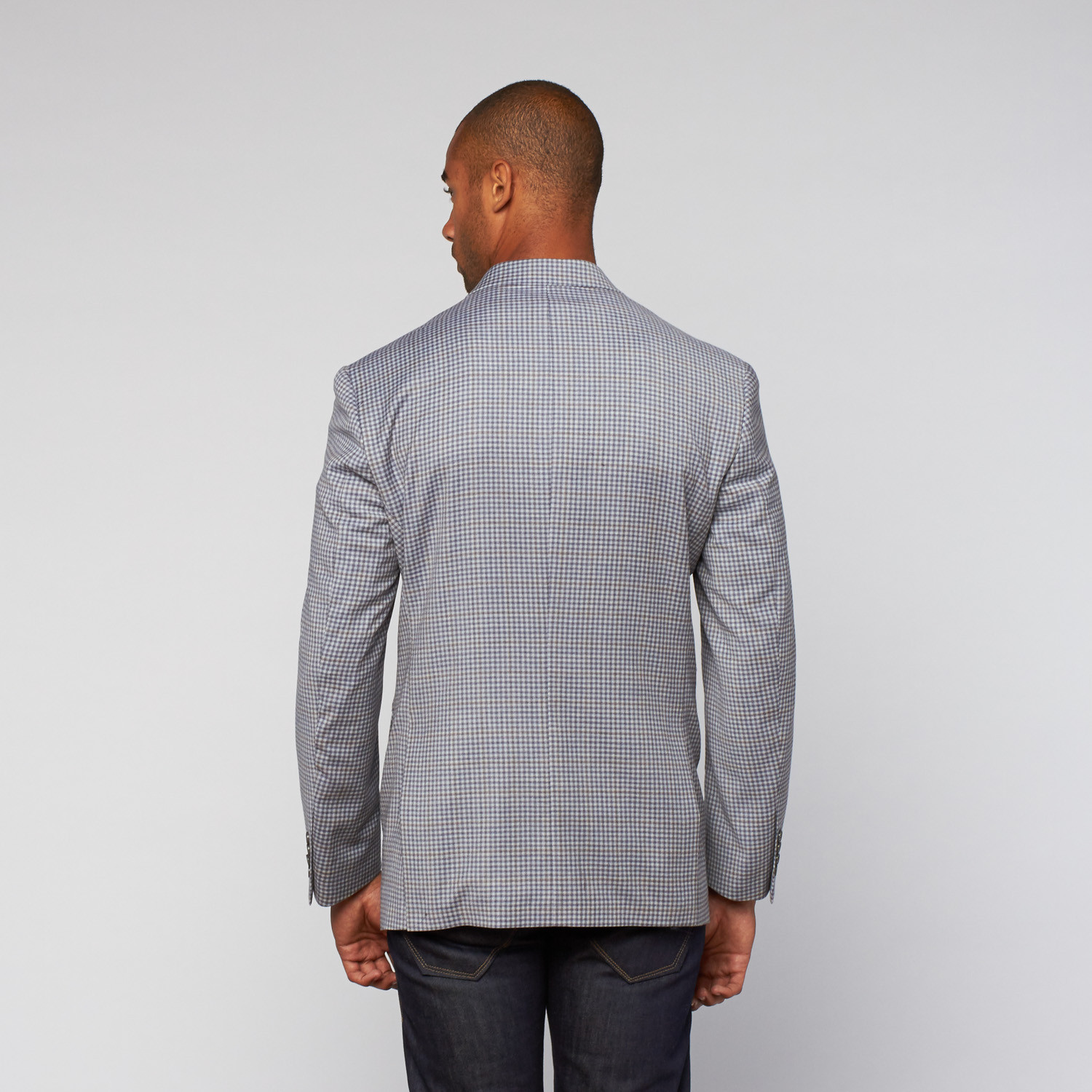 Tailored Wool Plaid Jacket // Light Blue (US: 52R) - Suiting Clearance