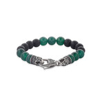 Stainless Steel Matte Onyx + Agate Dragon Clasp Beaded Bracelet