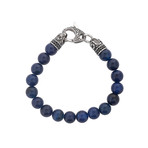 Stainless Steel Dragon Beaded Bracelet // Blue Onyx