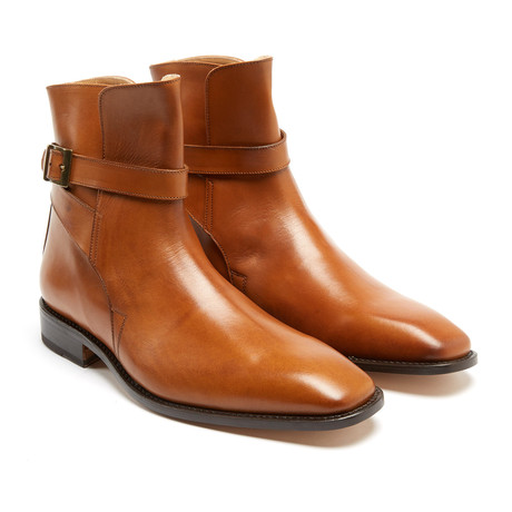 Ankle Strap Plain Toe Boot // Light Brown (Euro: 42)