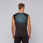 Stars Performance Tank // Black + Aqua (XL)