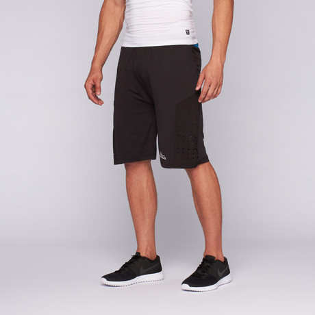 Falcon Tech Running Short // Black + Aqua (L)