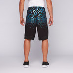 Stars Performance Short // Black + Aqua (S)