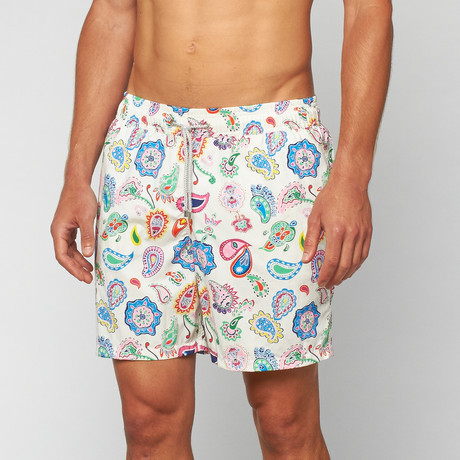 Paisley Swim Trunk // White (S)