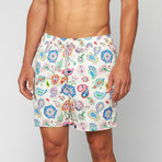 Paisley Swim Trunk // White (M)