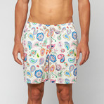 Paisley Swim Trunk // White (S)