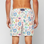 Paisley Swim Trunk // White (S)