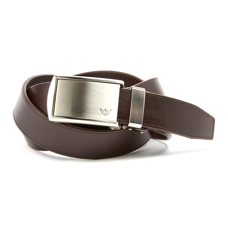 Full Grain Leather Belt // Espresso + Winged Silver Buckle