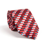 Pixel Classic Silk Tie // Red + Teal