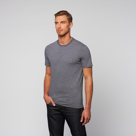 Rose Pistol // Elkhorn Striped T-Shirt // Light Indigo Heather + Dusty White (M)