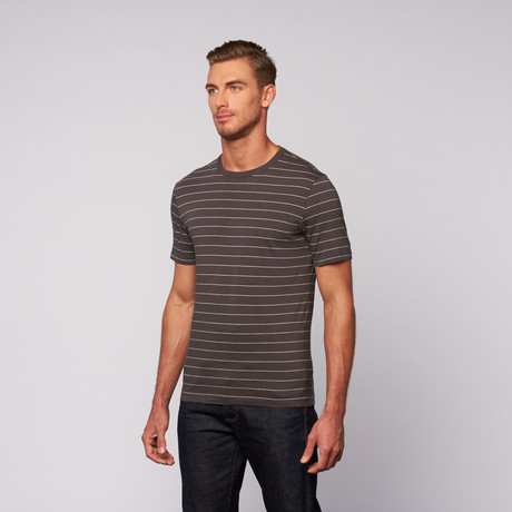 Color Siete // Striped T-Shirt // Asphalt + Optic White (M)