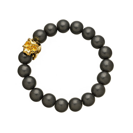 Bead Bracelet // Skull + Matte Hematite