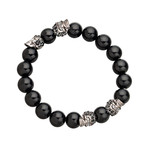 Bead Bracelet // Gunmetal Skull + Onyx