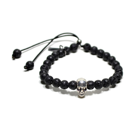 Kd0027 dunhill skull black lava beads medium