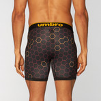 Umbro // Hexagon Print Performance Boxer Brief // Black + Orange (S)