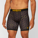 Umbro // Hexagon Print Performance Boxer Brief // Black + Orange (S)