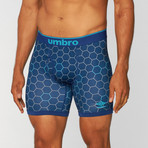 Hexagon Print Performance Boxer Brief // Navy + Grey (Small)