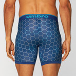 Hexagon Print Performance Boxer Brief // Navy + Grey (Small)