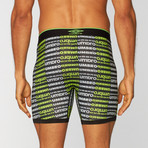 Umbro // Logo Stripe Print Performance Boxer Brief // Black + Green (S)