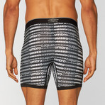 Logo Stripe Print Performance Boxer Brief // Black + White (Small)