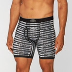 Logo Stripe Print Performance Boxer Brief // Black + White (Small)