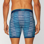 Logo Stripe Print Performance Boxer Brief // Navy + Grey (Small)