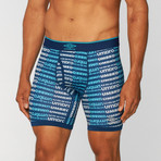 Logo Stripe Print Performance Boxer Brief // Navy + Grey (Small)