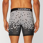 Falling Tile Print Performance Boxer Brief // White + Black (Small)