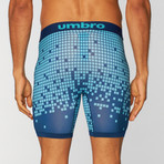 Falling Tile Print Performance Boxer Brief // Turquoise + Navy (Small)