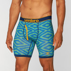 Umbro // Caution Print Performance Boxer Brief // Green + Blue (S)