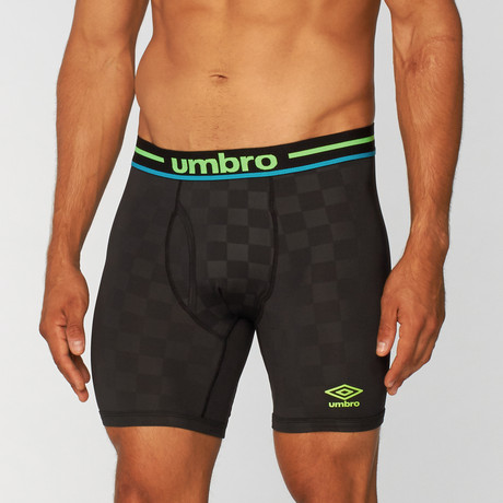 Umbro // Heritage Check Print Boxer Brief // Black + Green (S)