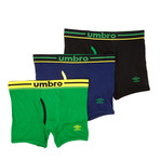 Umbro // Basic Boxer Briefs // Green + Navy // Pack of 3 (S)