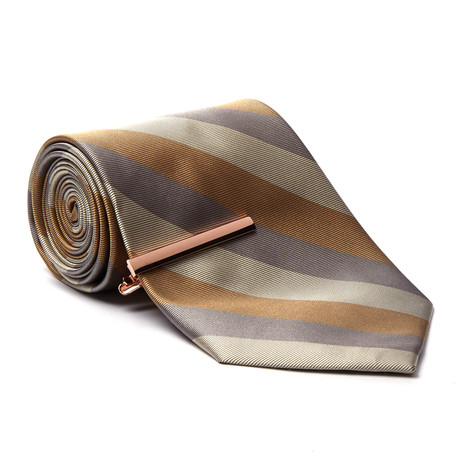 Tie + Tie Bar // Slate + Rose Gold