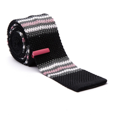 Knit Tie + Tie Bar // Navy + Pink