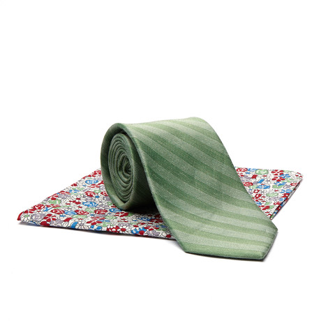 Tie + Pocket Square Combo // Green + Floral