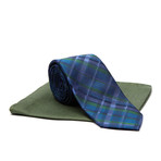 Tie + Pocket Square Combo // Navy + Purple + Green