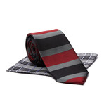 Tie + Pocket Square Combo // Black + Red