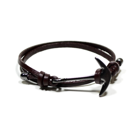 Dark Silver Anchor (Dark Brown Leather)