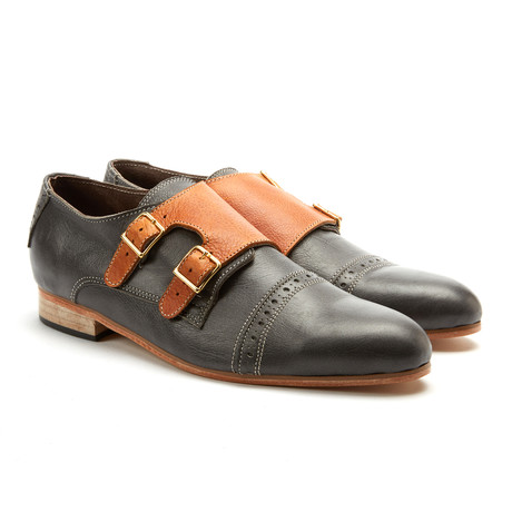 Heel the World HTW // Double Monkstrap // Grey + Mango (Euro: 40)