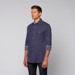 Flower Button Up // Navy (S)