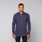 Flower Button Up // Navy (S)